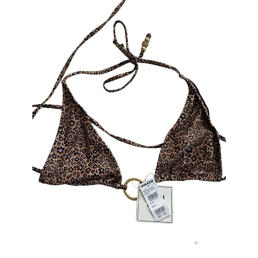Kulani Kinis Women's Bikini Set Leopard Print Top M Bottoms L New Swim Suit